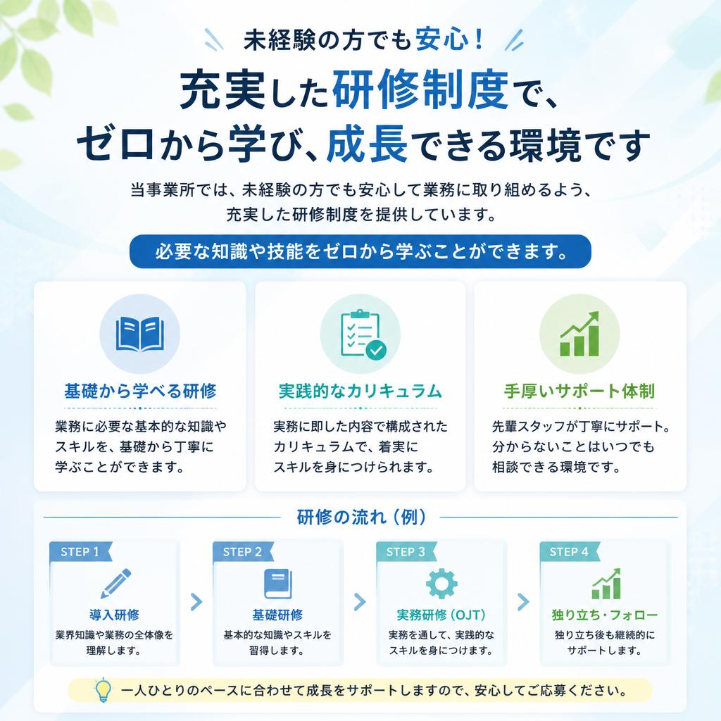 未経験者歓迎！充実の研修制度